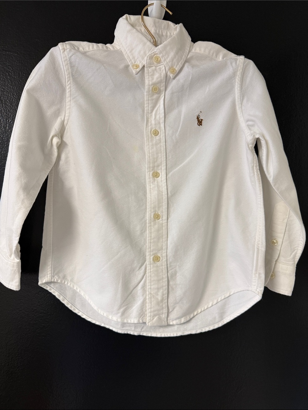 Polo Ralph Lauren kids' white button-down oxford shirt featuring the pony logo.
